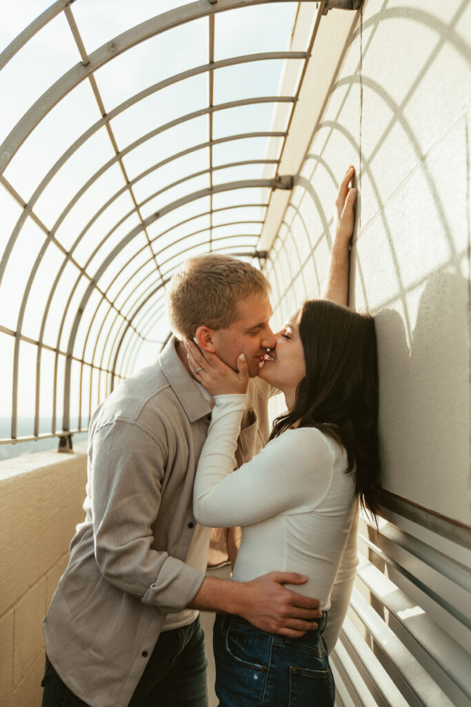 downtown engagement session on rooftop