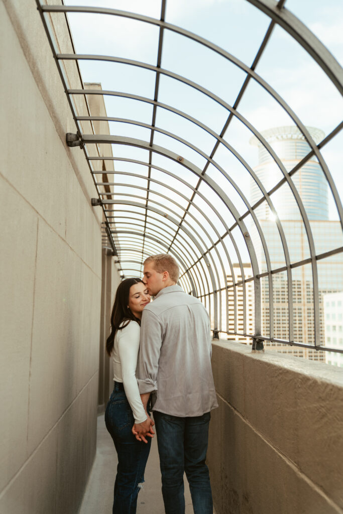 downtown engagement session on rooftop