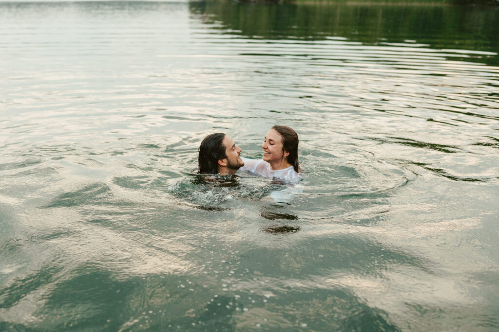 adventure filled engagement photos at the lake