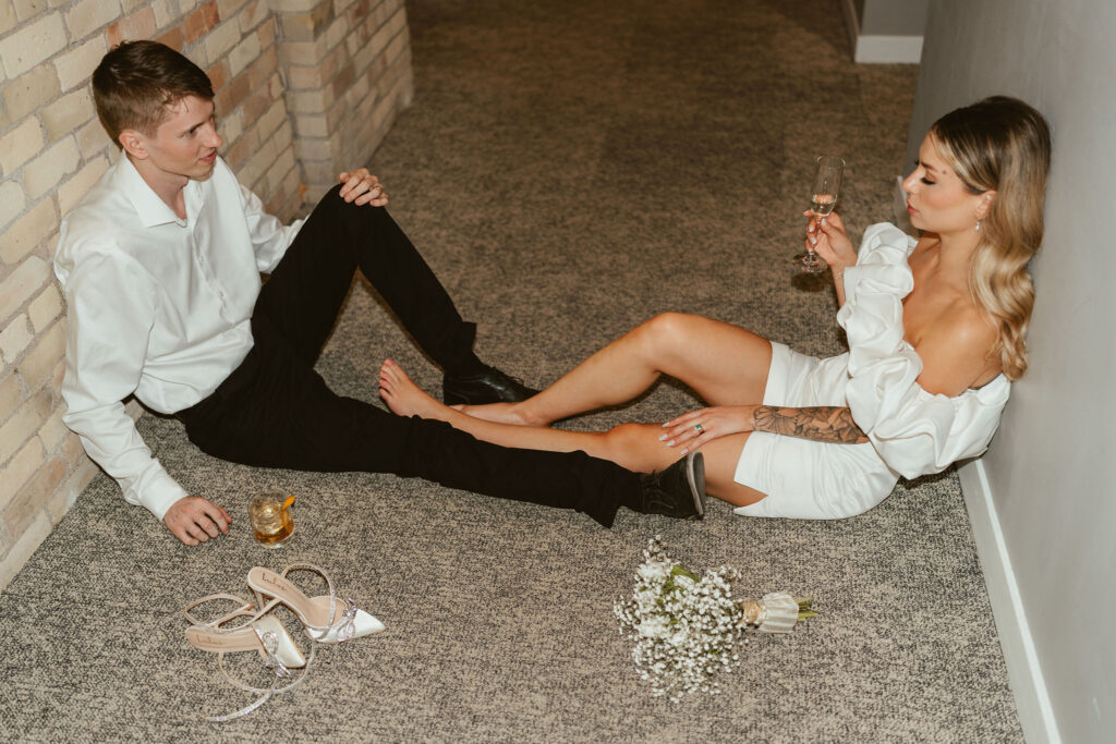 elegant couple photos at the Hewing Hotel