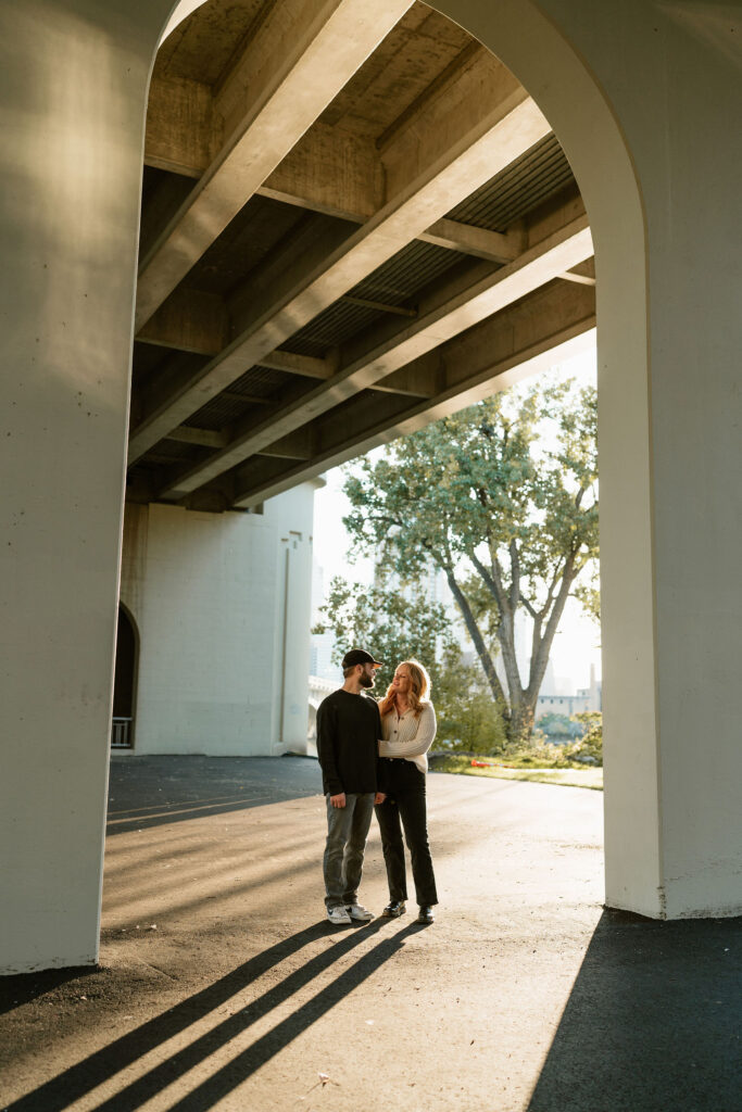 From city streets to scenic spots, Jona and Cyle's Minneapolis engagement photos encapsulate the diverse landscapes of downtown.