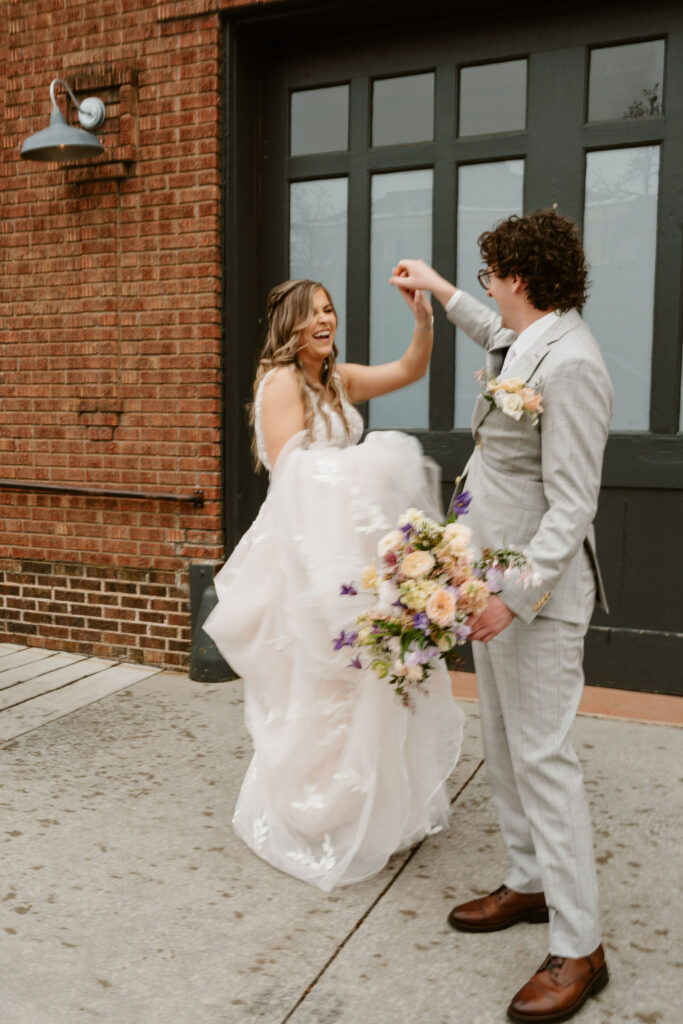 Bride and groom portraits in front of St Vrain in Boulder County