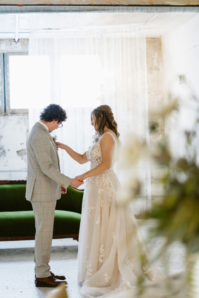 Bride and groom first look