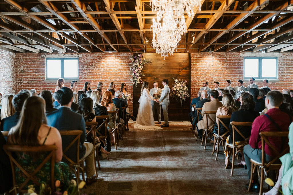 Industrial style wedding ceremony photos