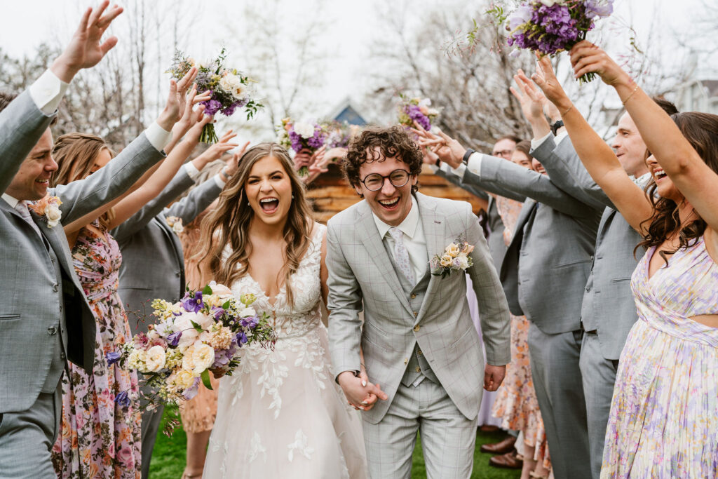 Colorful wedding party