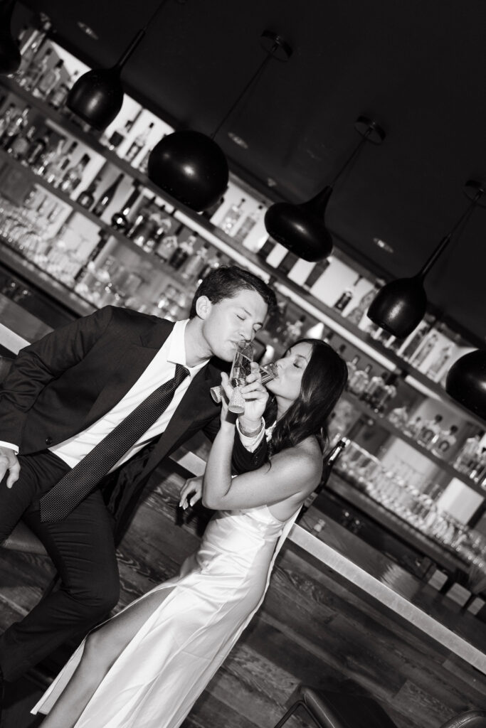 Bar engagement photos at the Hewing Hotel