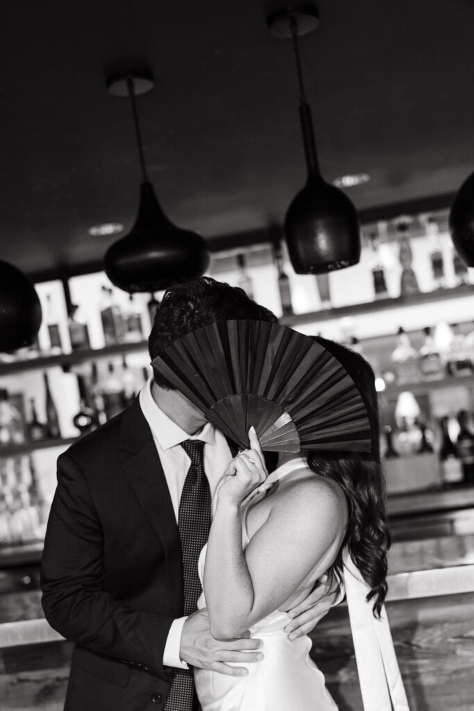 Bar engagement photos at the Hewing Hotel