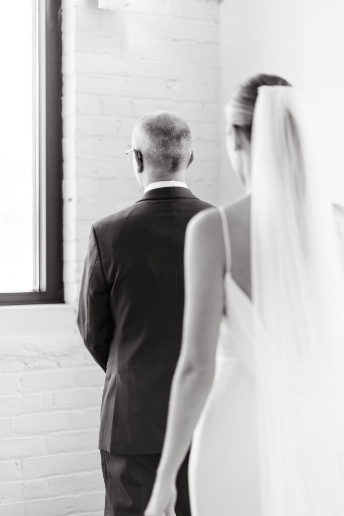 Bride and father first look