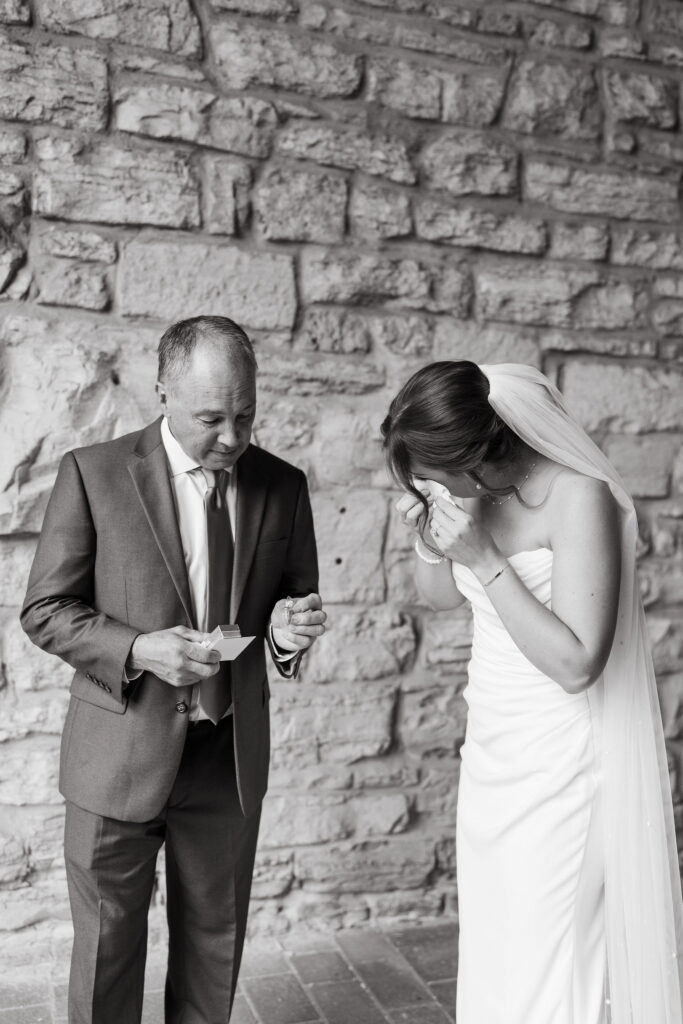 Bride and her father have an emotional first look moment