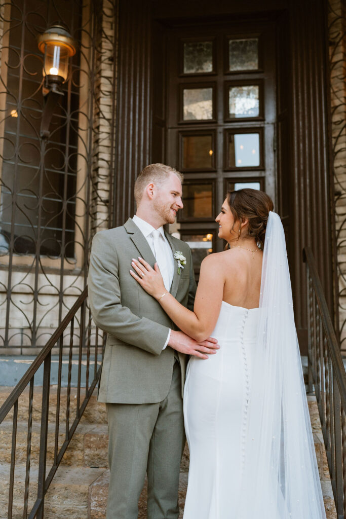 Classy downtown wedding bride and groom portraits in Minneapolis