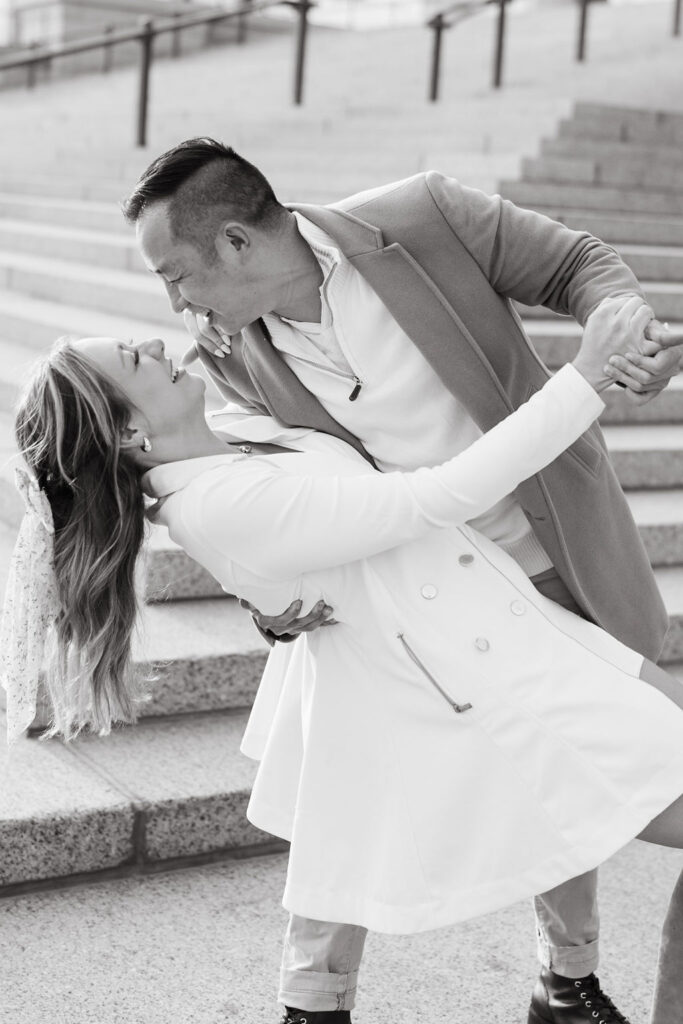 documentary-style engagement photos at the Minnesota Capitol Building