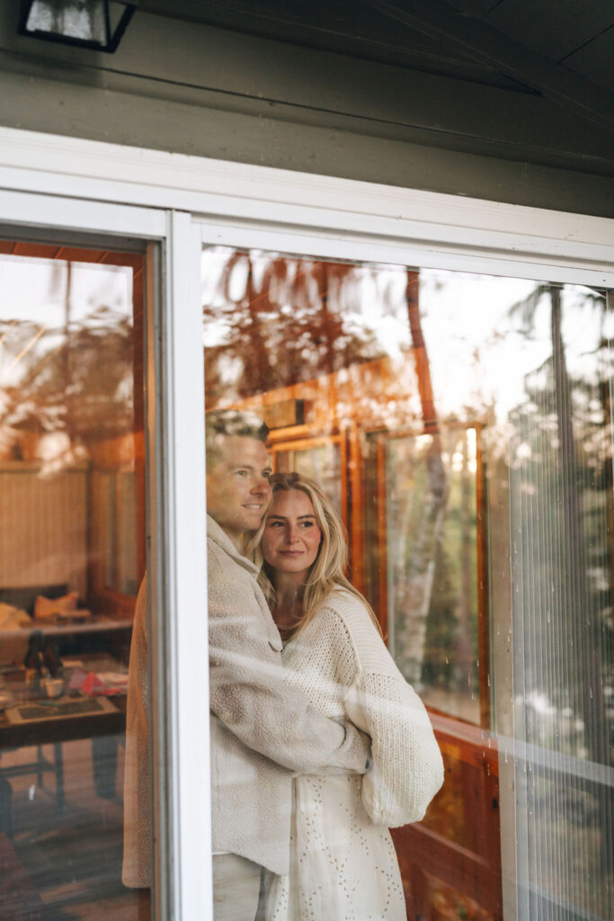 In-home engagement photos at Lake Vermilion in the fall