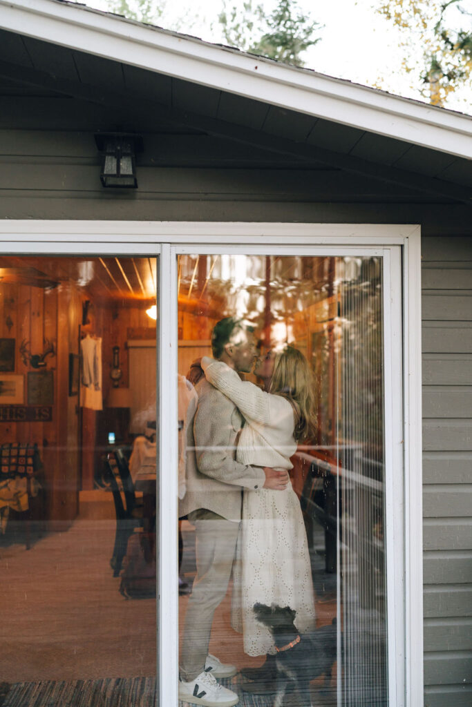 In-home engagement photos at Lake Vermilion in the fall