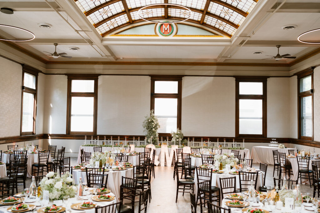 Reception decor in The 1893 at The Historic Grainbelt.