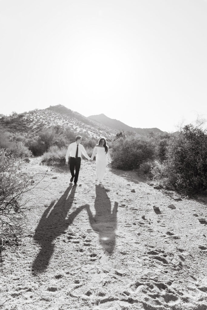 Candid engagement photos in the desert in Arizona