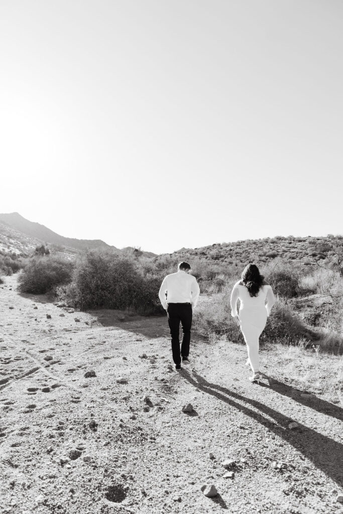 Candid engagement photos in the desert in Arizona