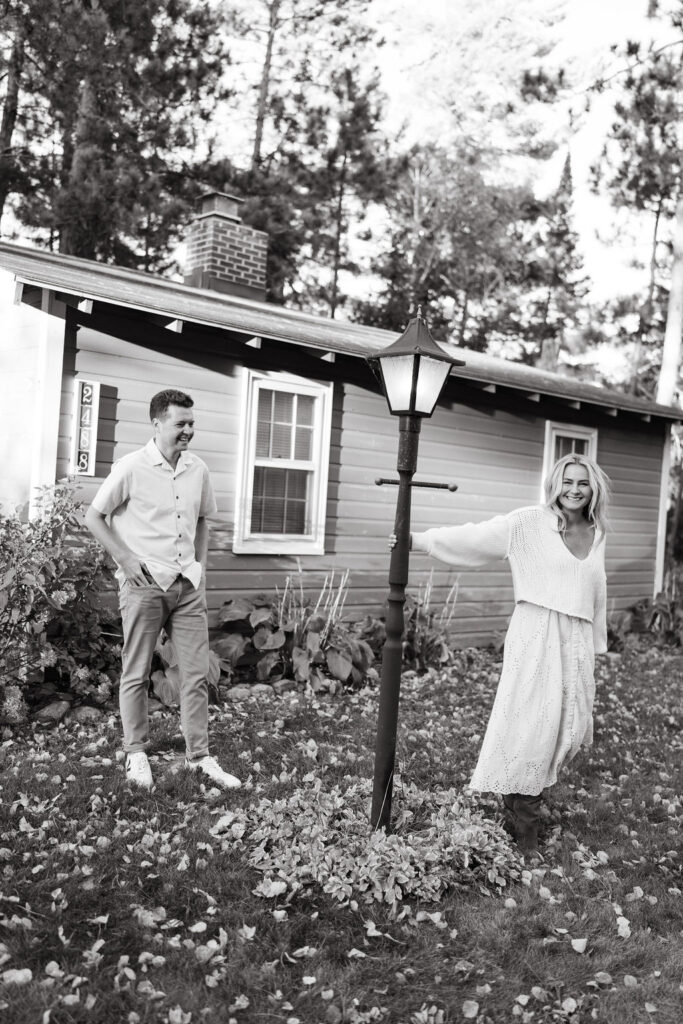 Cabin engagement photos at Lake Vermilion in the fall