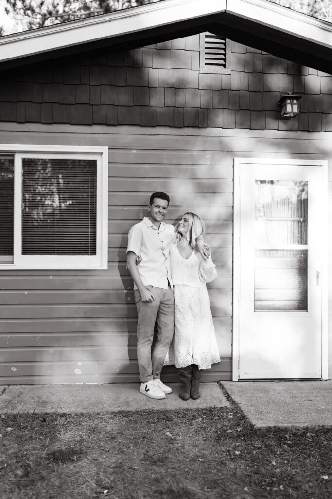 Cabin engagement photos at Lake Vermilion in the fall