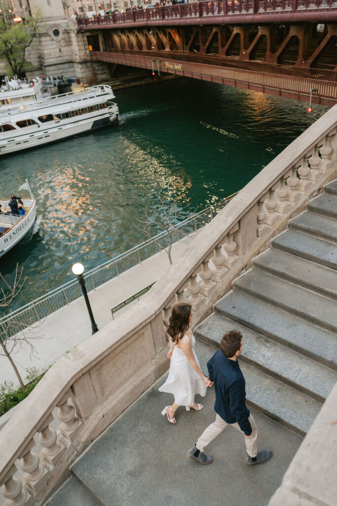 Downtown engagement pictures in the city