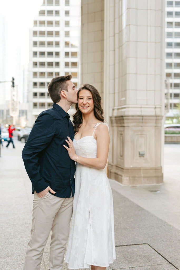 Downtown engagement pictures in the city