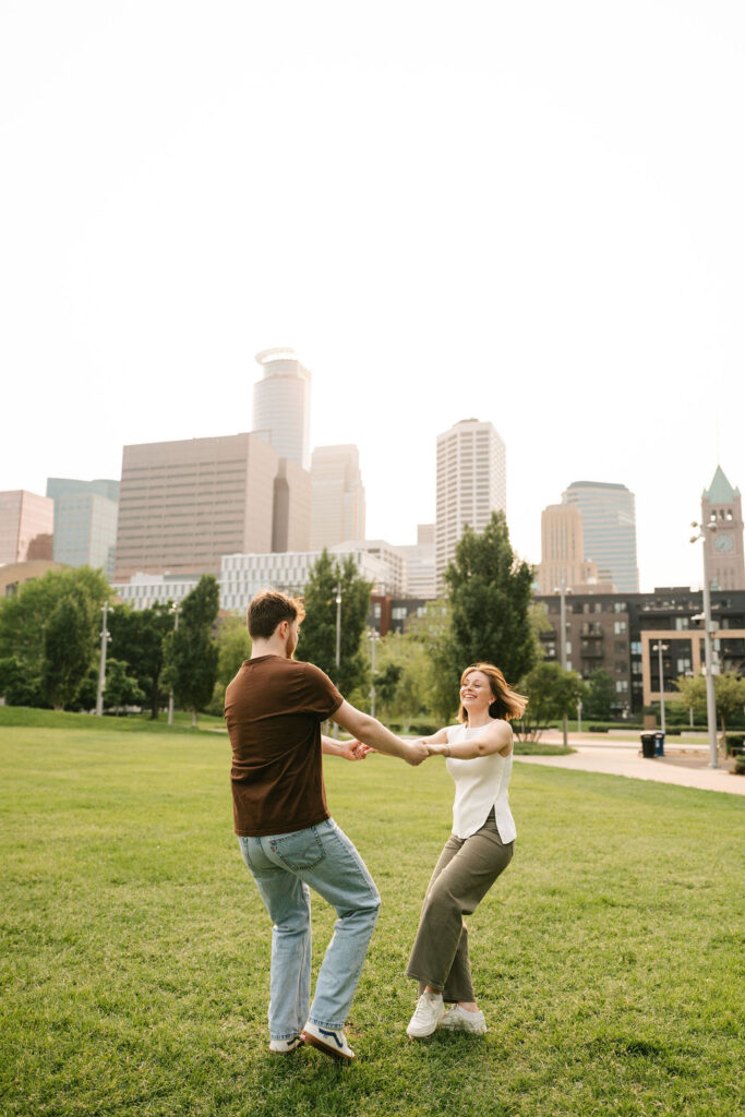 Minneapolis engagement photos at Gold Medal Park