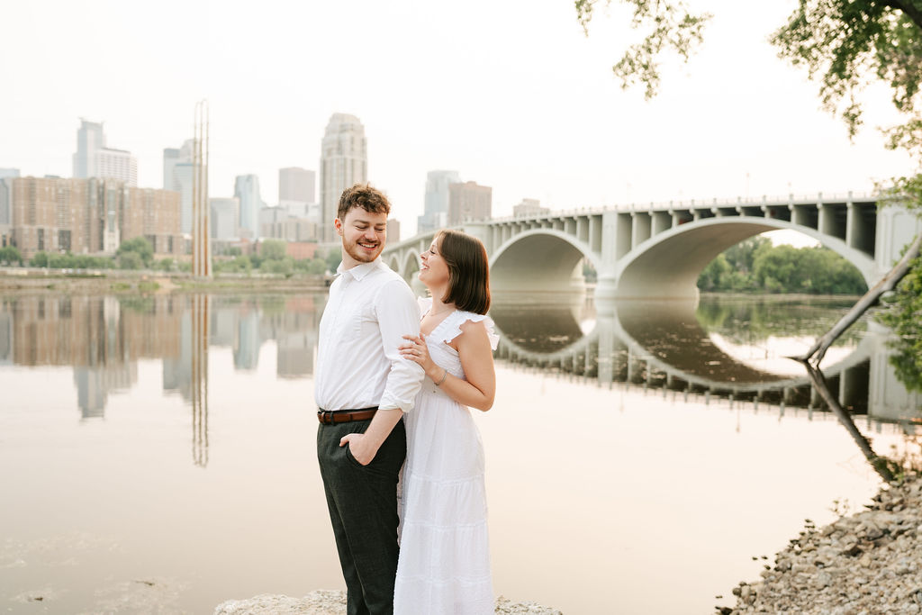 Riverfront engagement photos in Minneapolis