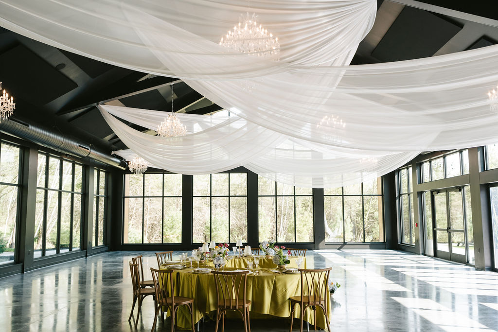 Indoor reception space for Woods and Co weddings
