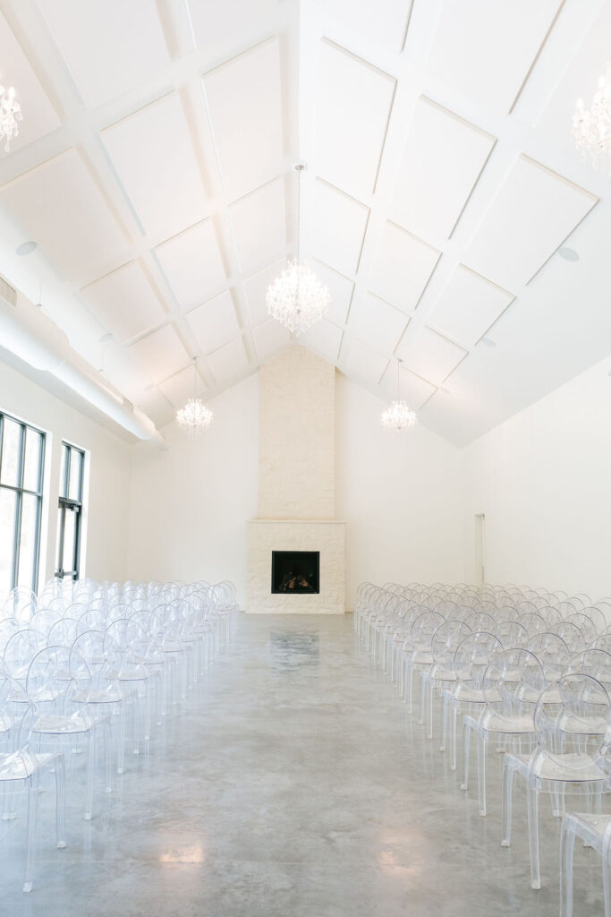 Indoor ceremony space for Woods and Co weddings