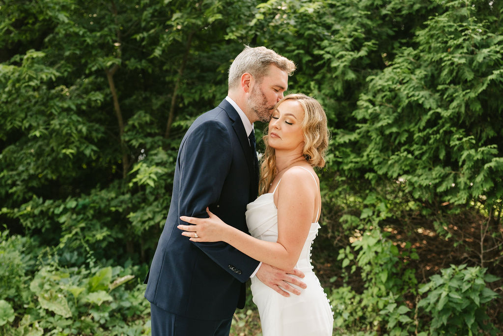 Bride and groom portraits in the Rose Garden in Minneapolis