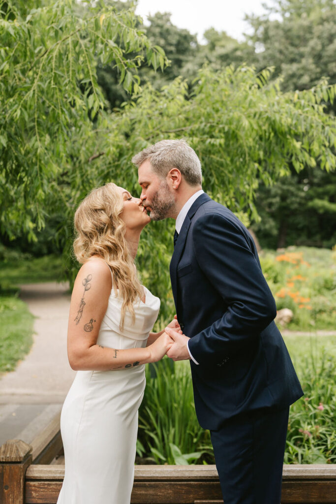 Bride and groom portraits in the Rose Garden in Minneapolis