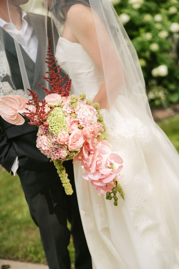 Backyard mansion wedding bride and groom portraits