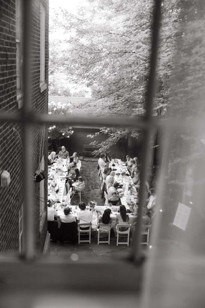 Birds eye view of a Minneapolis wedding reception dinner