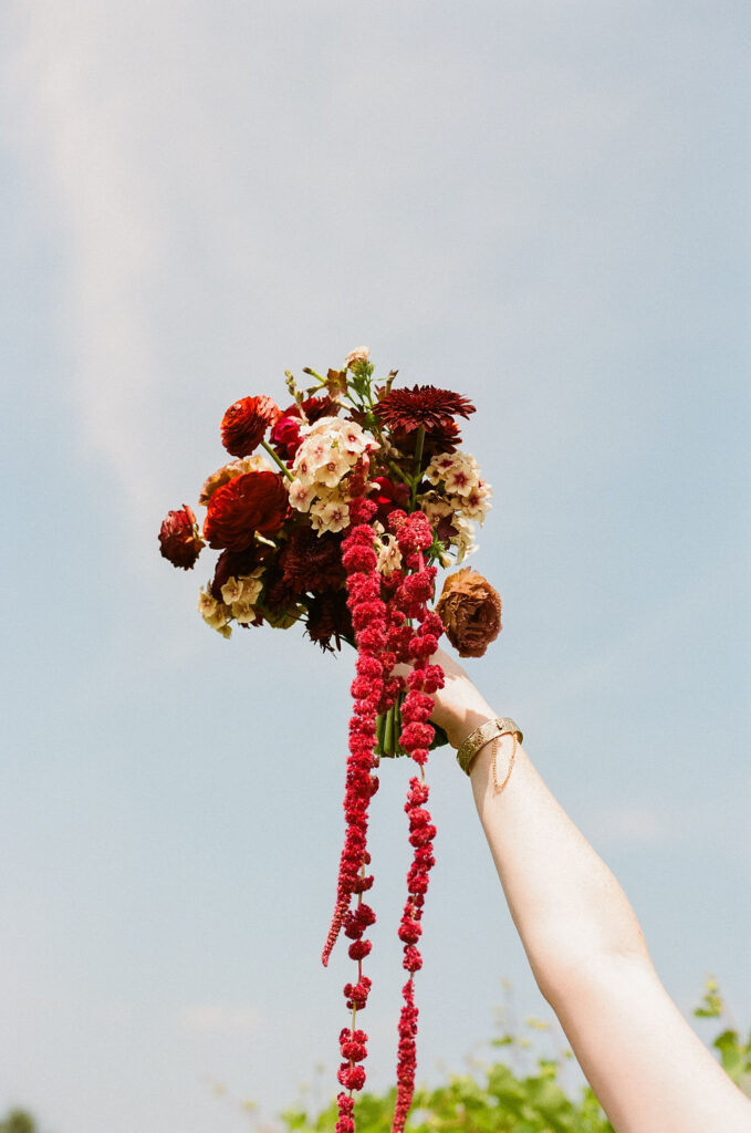 Colorful wedding florals in Pepin, Wisconsin