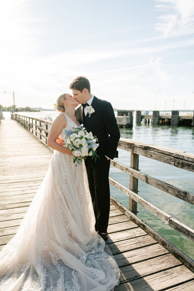 Portland, Maine wedding portraits with an ocean backdrop