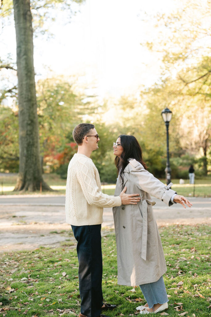 Fall Central Park engagement photos in NYC