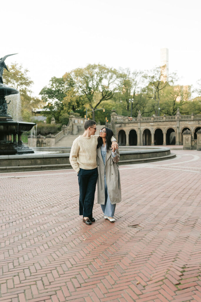 Central Park engagement photos at Bethesda Terrace