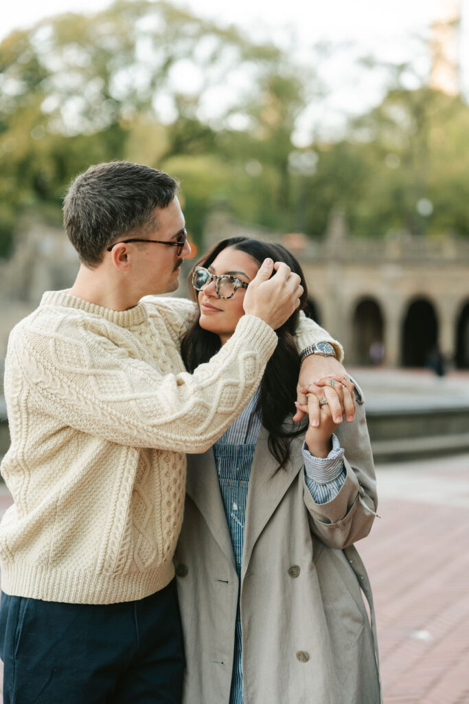 Central Park engagement photos at Bethesda Terrace