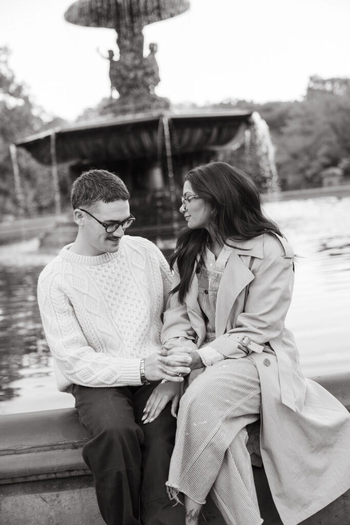 Central Park engagement photos at Bethesda Fountain
