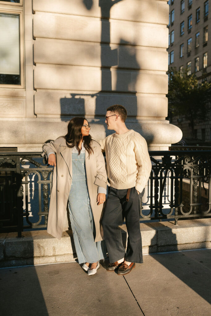 NYC engagement photos at sunrise