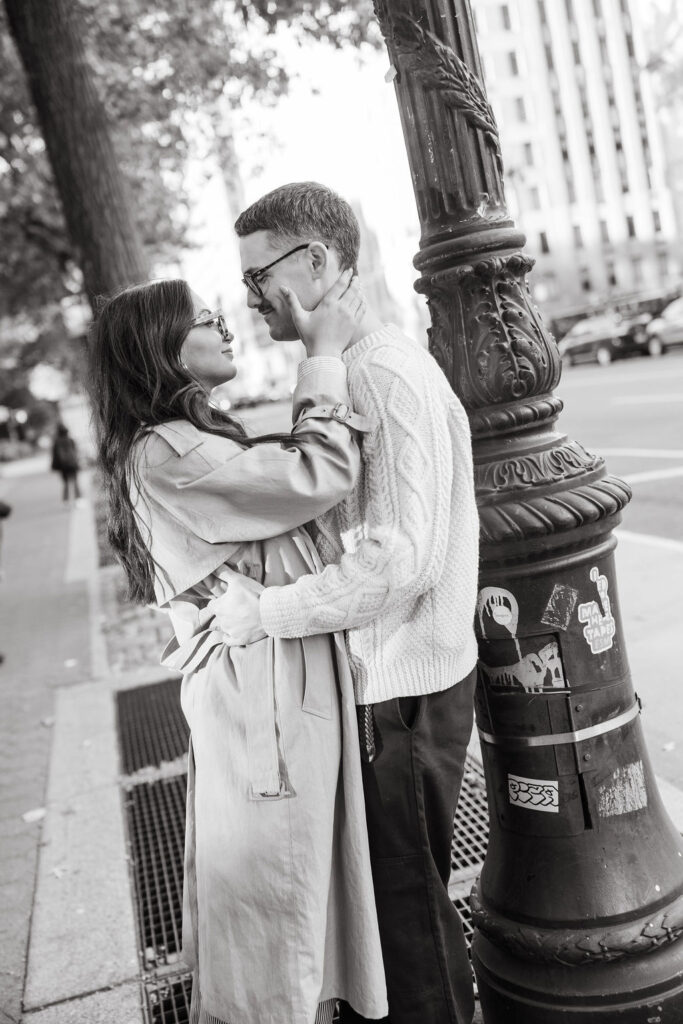 NYC engagement photos at sunrise
