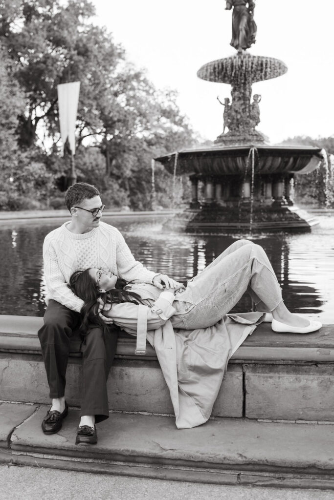 Central Park engagement photos at Bethesda Terrace