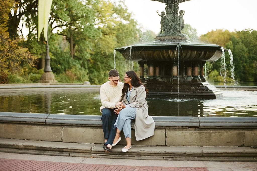 Central Park engagement photos at Bethesda Fountain