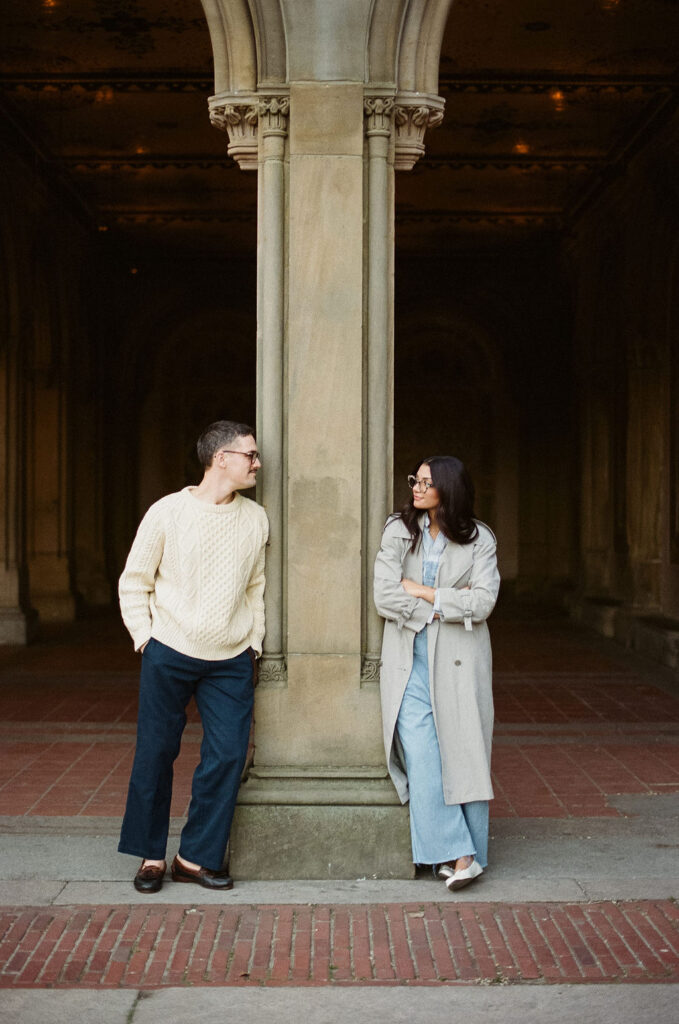 Central Park engagement photos at Bethesda Terrace