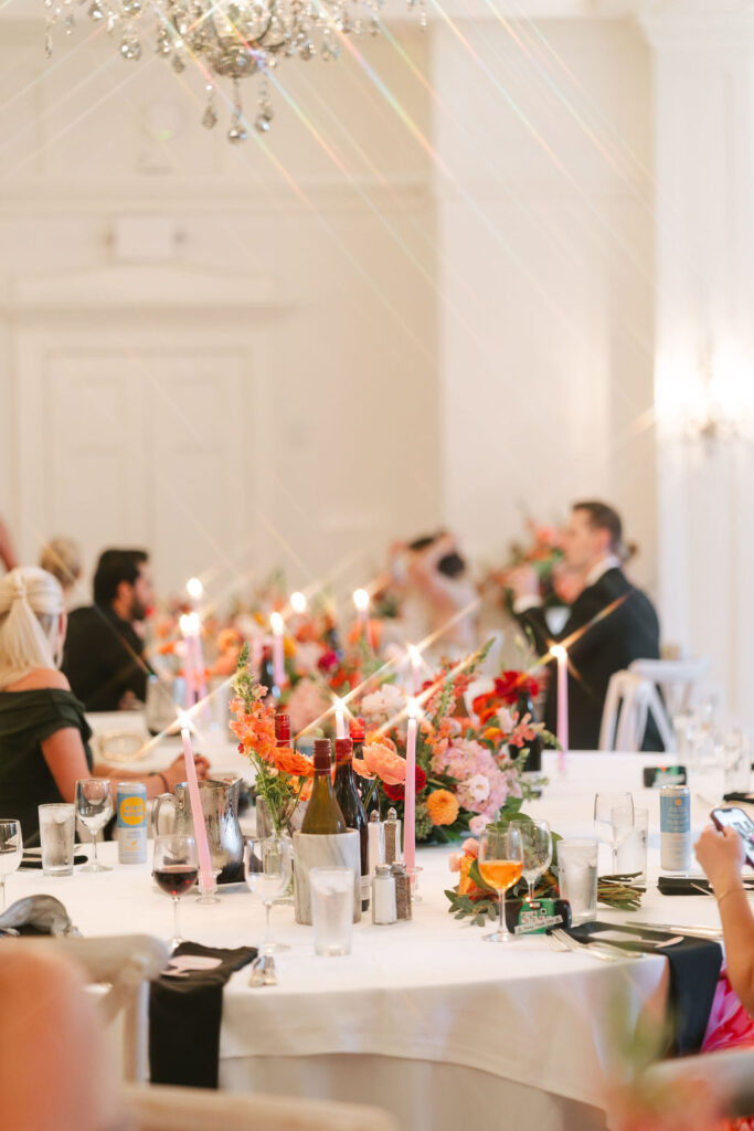 Colorful Minneapolis Club wedding reception