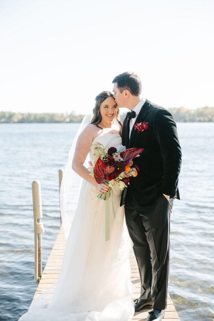 Bride and groom photos on Gull Lake