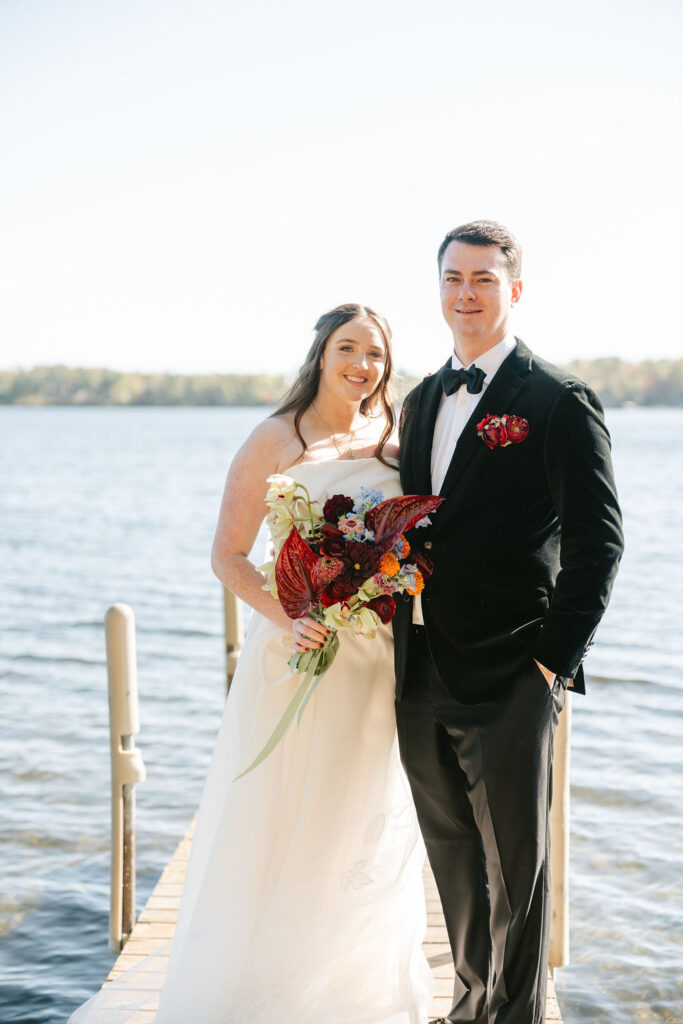 Bride and groom photos on Gull Lake