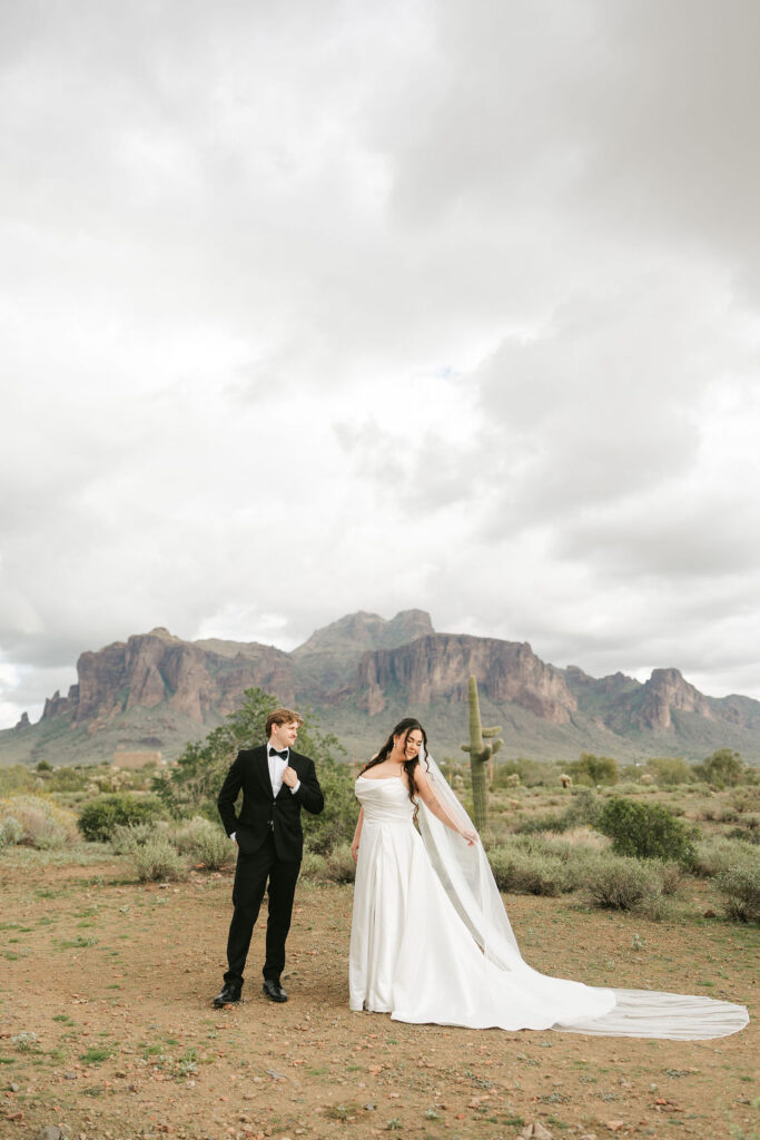 Phoenix, Arizona bride and groom photos in the desert