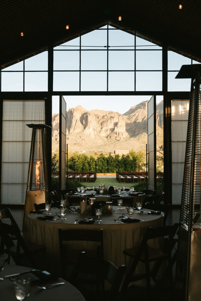 Arizona desert wedding at The Paseo with the Superstition Mountains in the backdrop