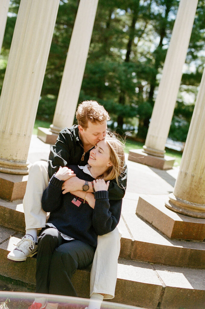 Spring engagement photos on 35mm film at Noerenberg Gardens 