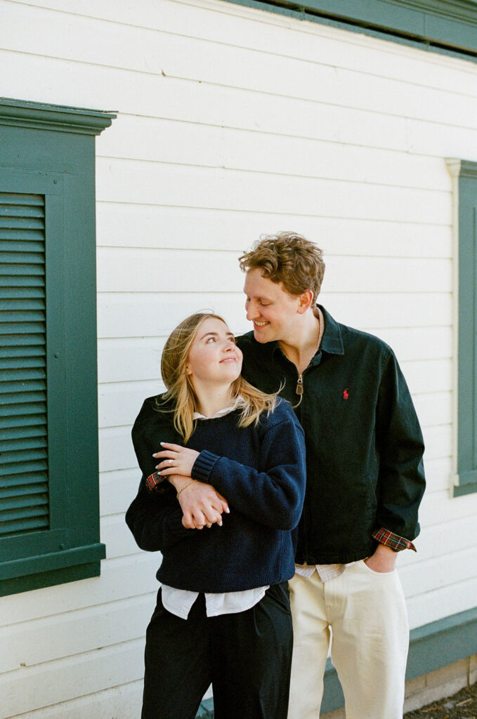 Spring engagement photos on 35mm film at Noerenberg Gardens 